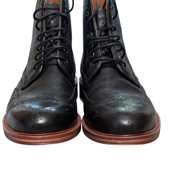 Gordon Rush black cow leather lace up wing tip ankle boot chelsea men's 9 - Picture 7 of 11